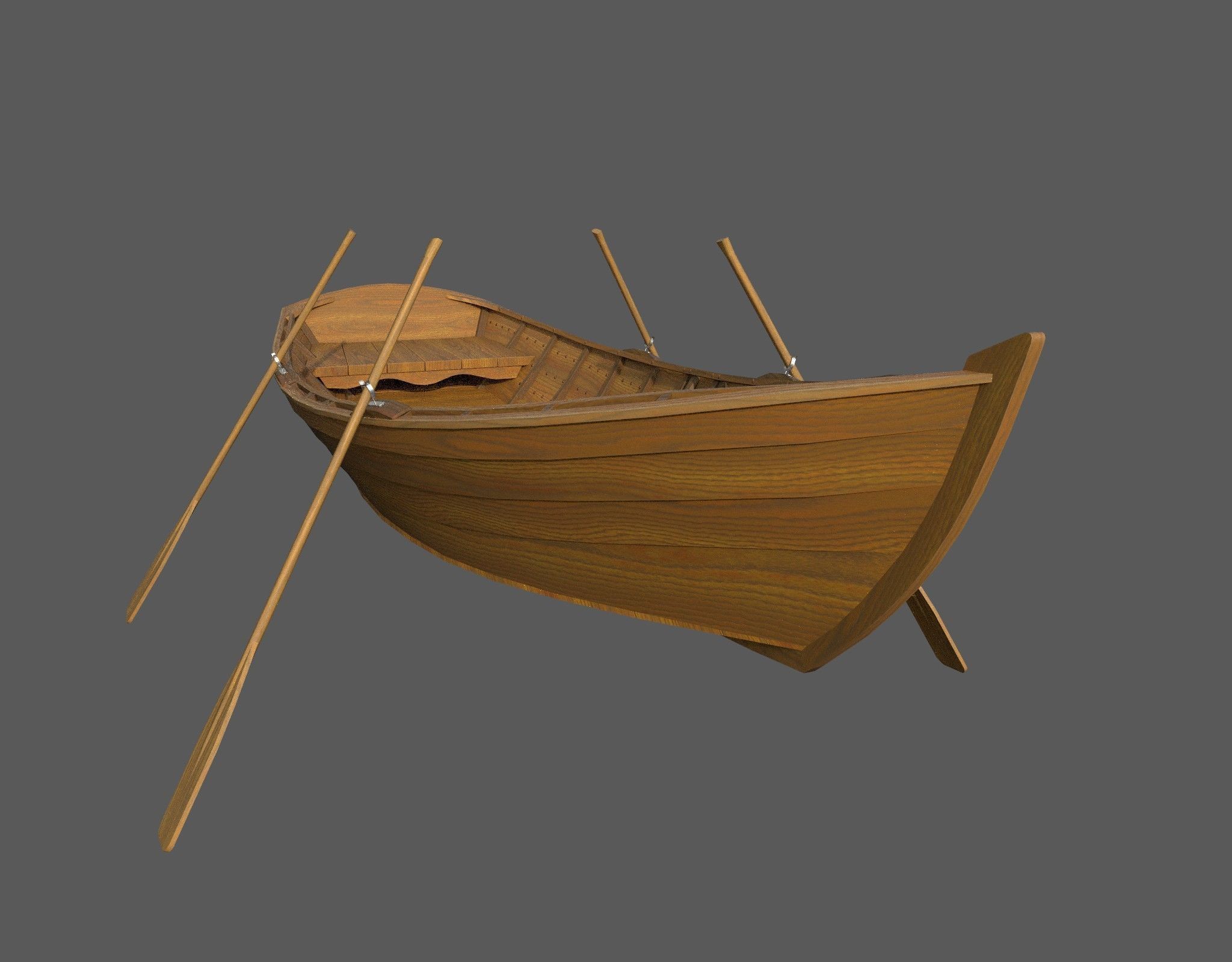 Wooden boat with new and old textures Low-poly 3D model_14