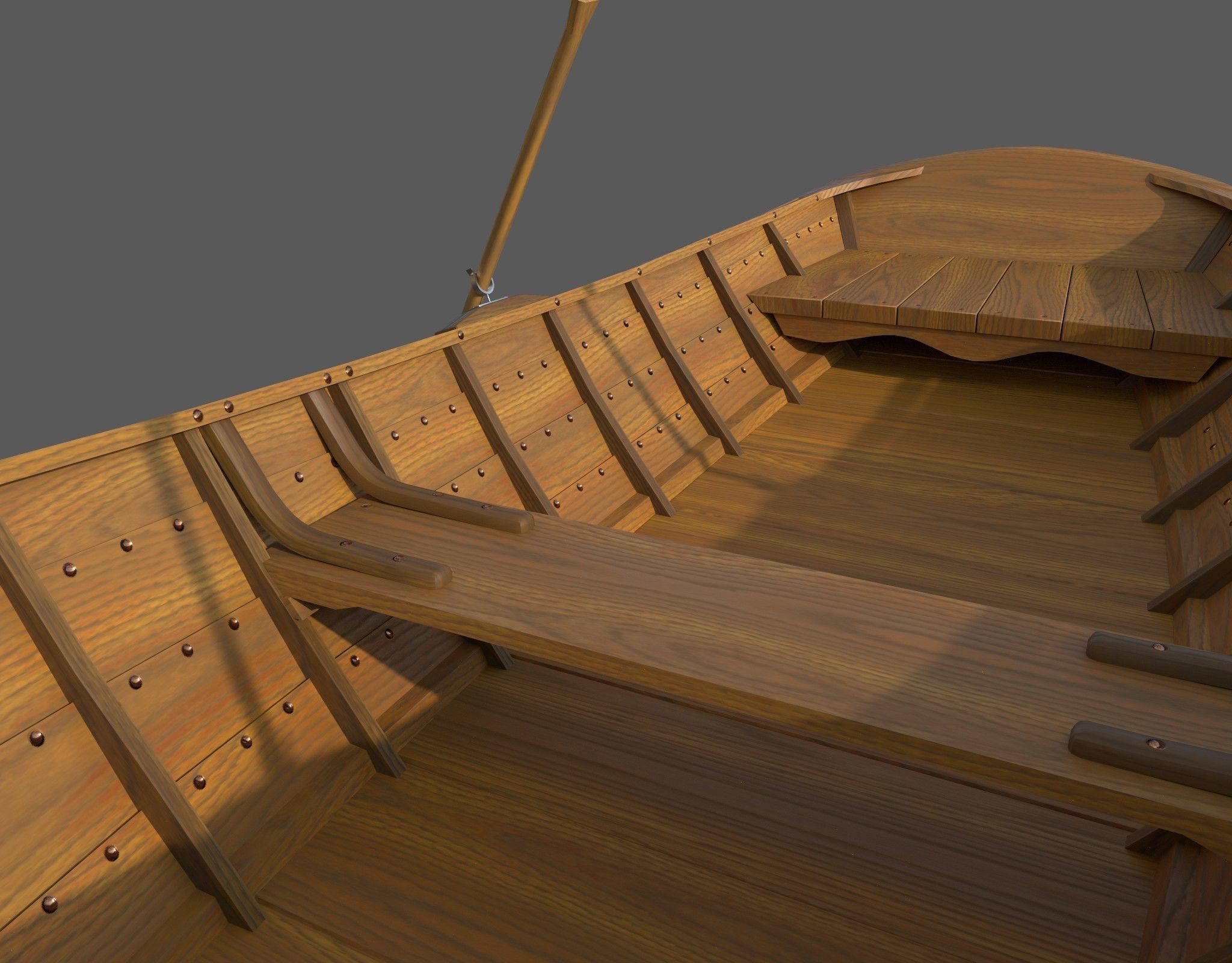 Wooden boat with new and old textures Low-poly 3D model_23