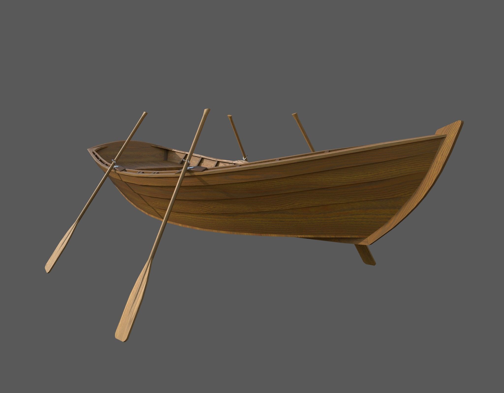 Wooden boat with new and old textures Low-poly 3D model_13