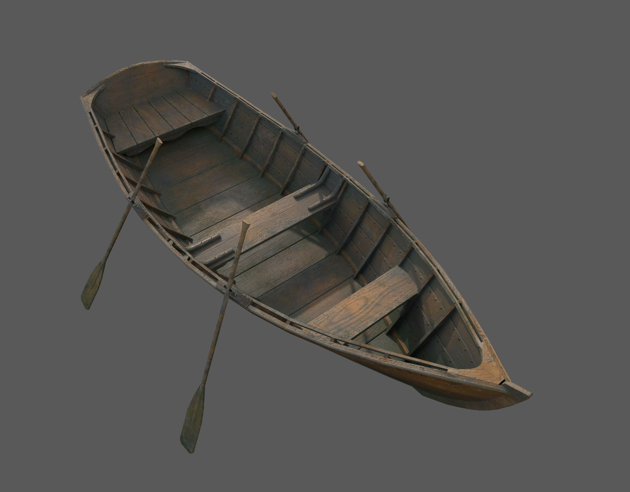 Wooden boat with new and old textures Low-poly 3D model_6