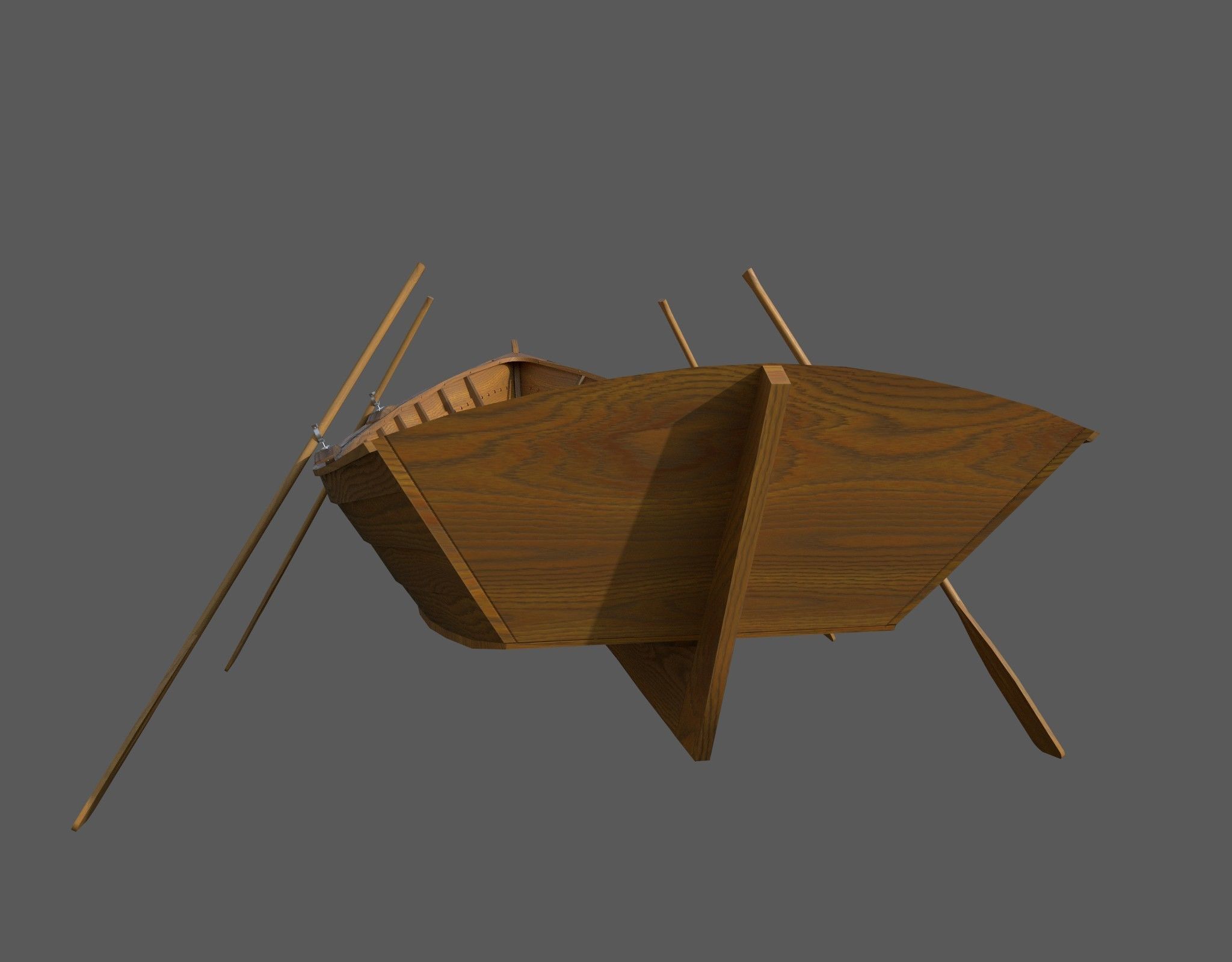 Wooden boat with new and old textures Low-poly 3D model_19