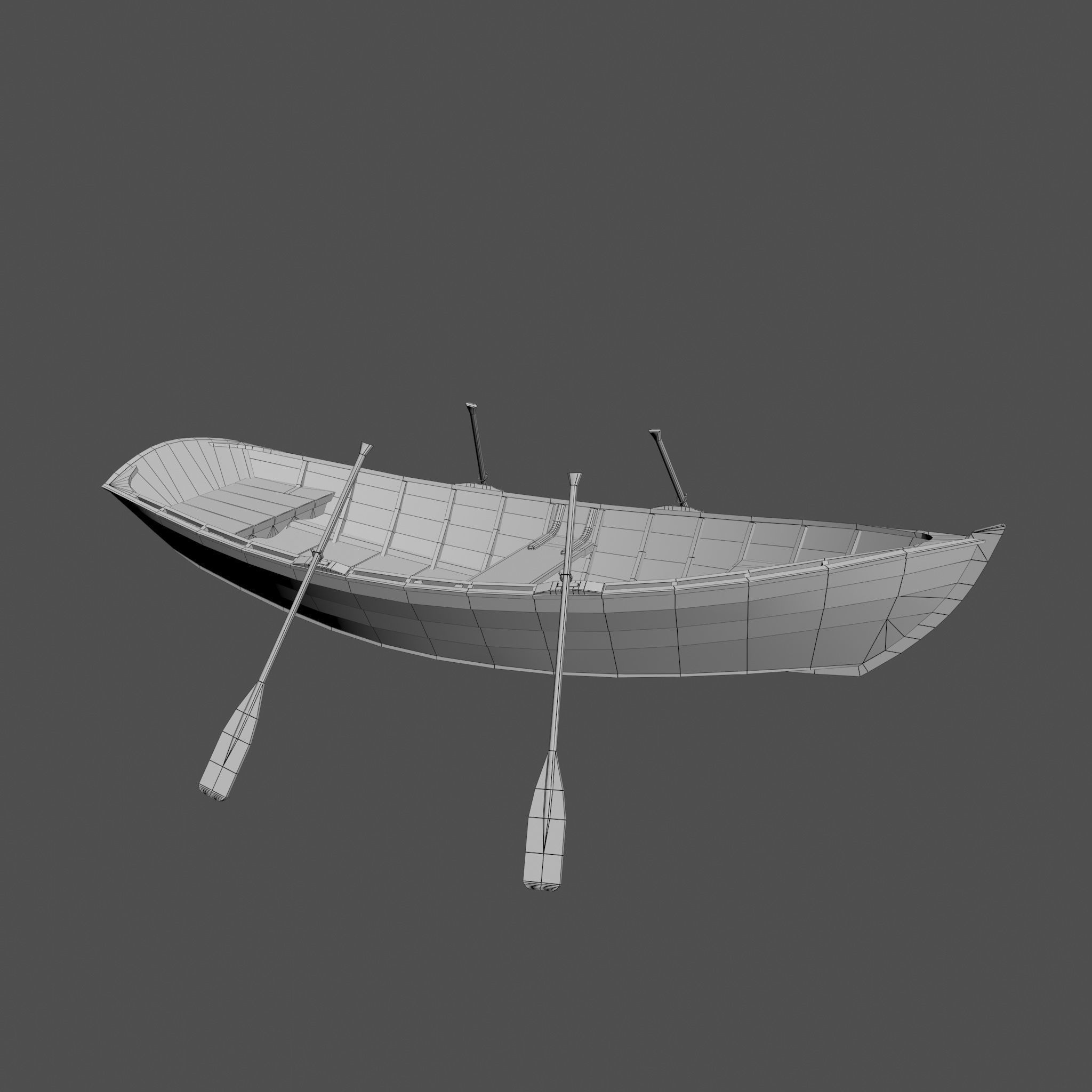 Wooden boat with new and old textures Low-poly 3D model_26