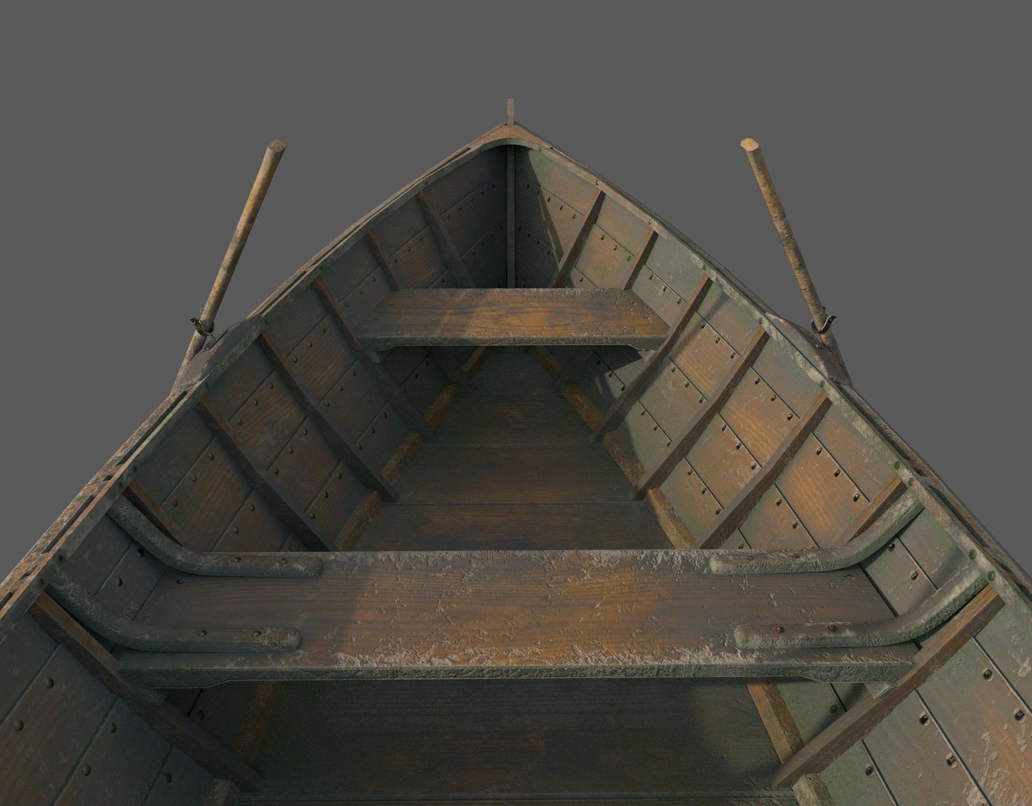 Wooden boat with new and old textures Low-poly 3D model_12