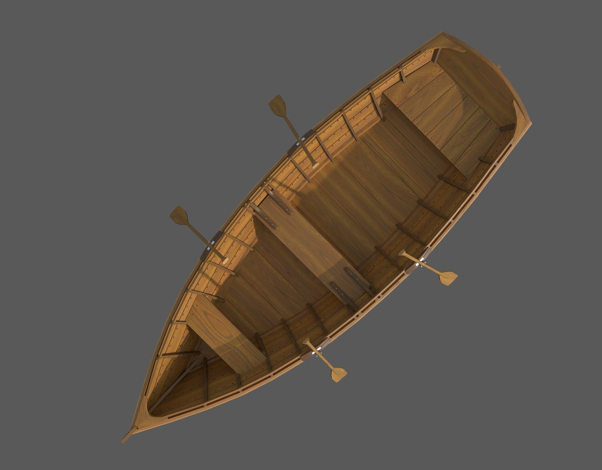 Wooden boat with new and old textures Low-poly 3D model_17