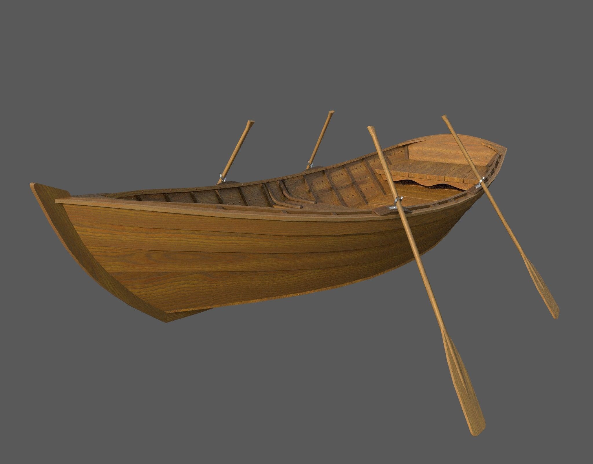 Wooden boat with new and old textures Low-poly 3D model_15
