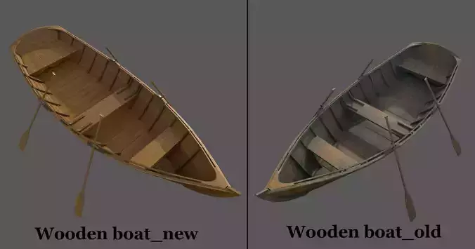 Wooden boat with new and old textures