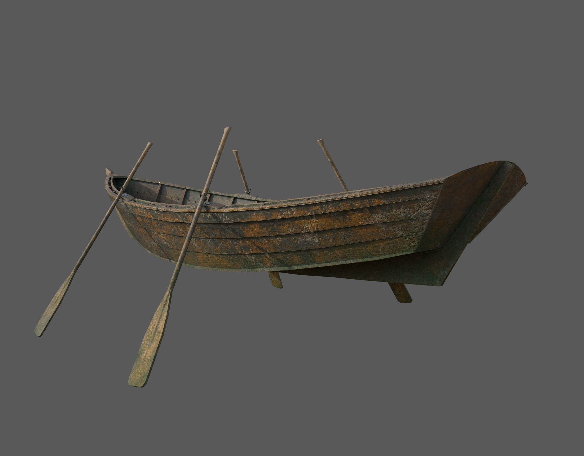 Wooden boat with new and old textures Low-poly 3D model_8