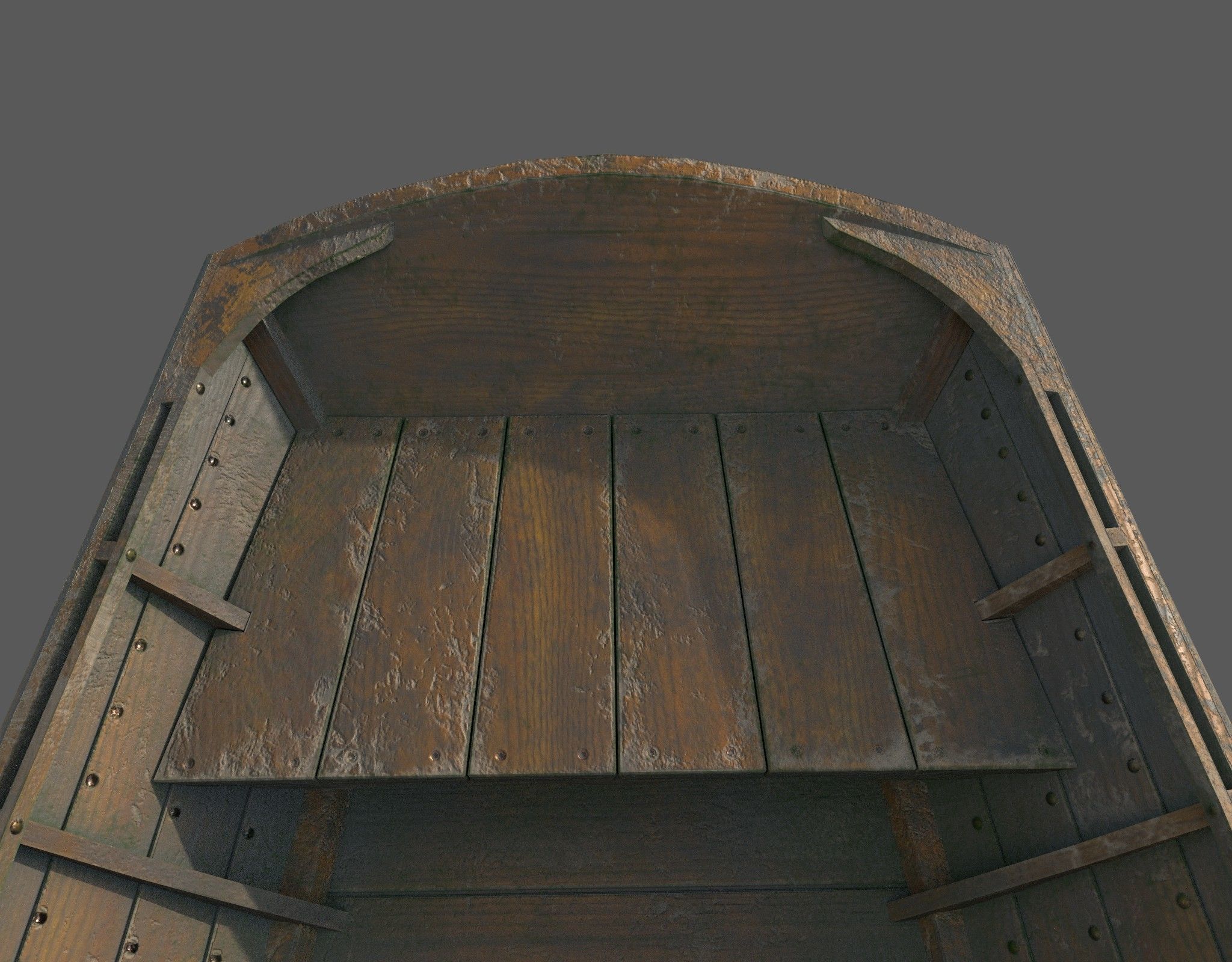 Wooden boat with new and old textures Low-poly 3D model_11