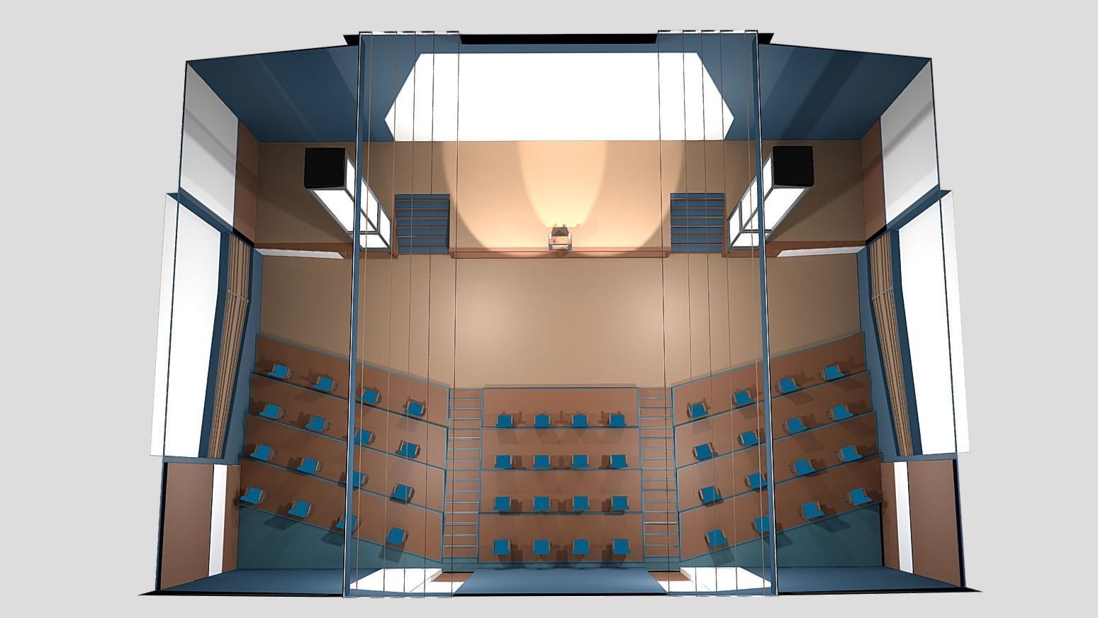 Lowpoly Classroom Auditorium with Stage Low-poly 3D model_3