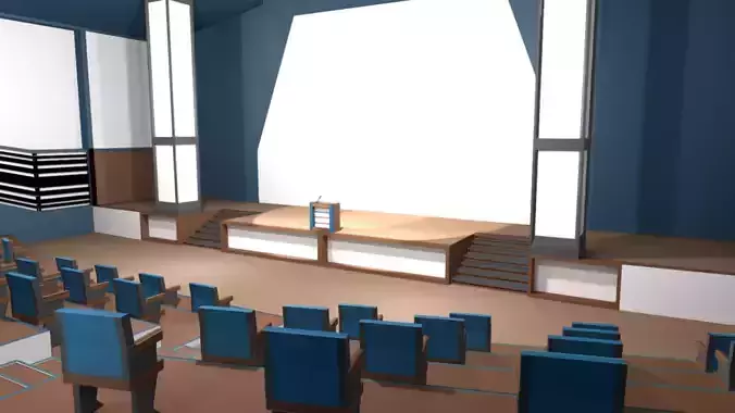Lowpoly Classroom Auditorium with Stage Low-poly 3D model
