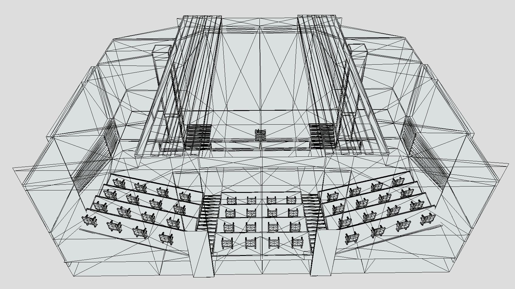 Lowpoly Classroom Auditorium with Stage Low-poly 3D model_5