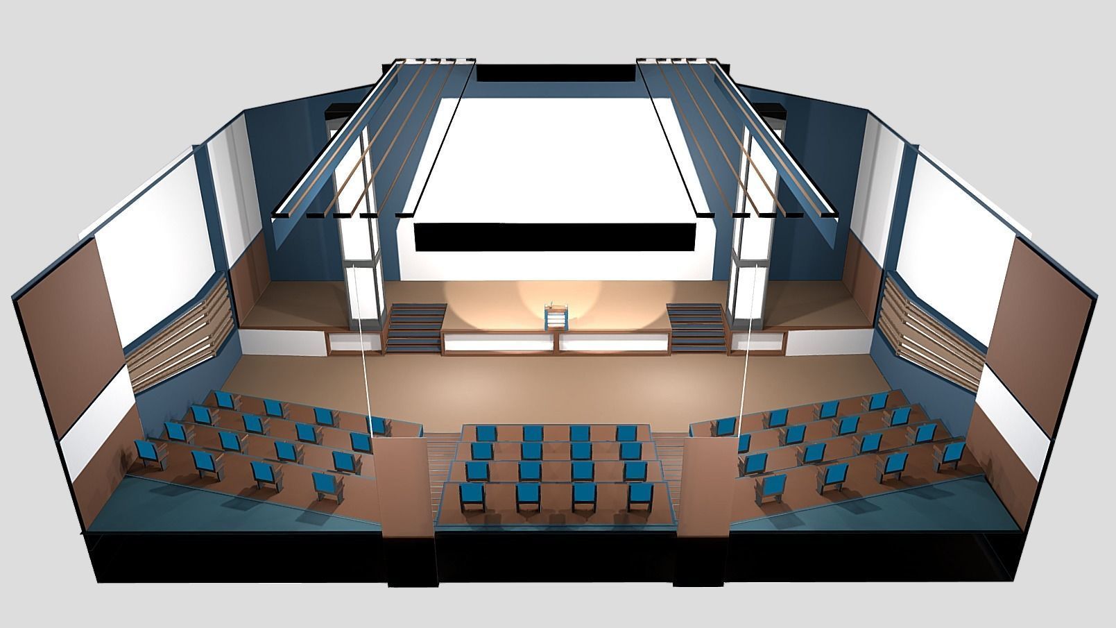 Lowpoly Classroom Auditorium with Stage Low-poly 3D model_2
