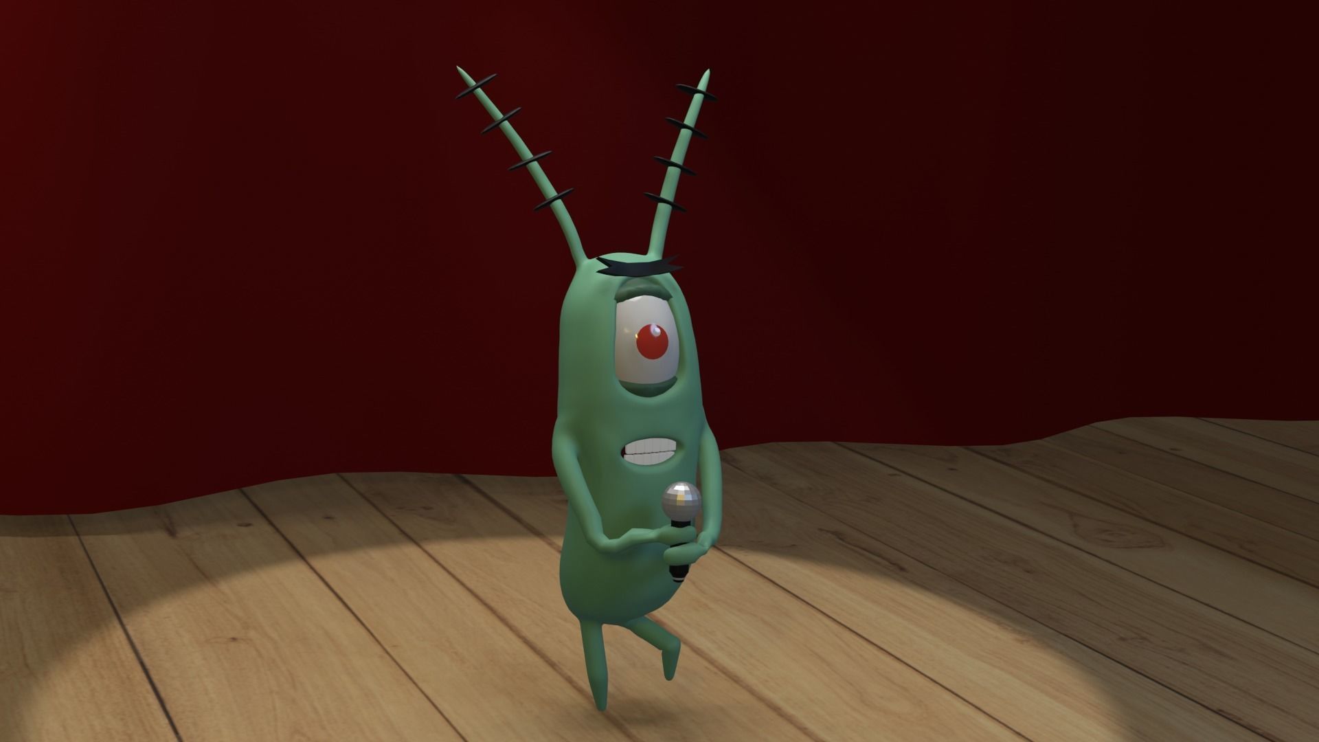 Singing Plankton Scene Low-poly 3D model_4