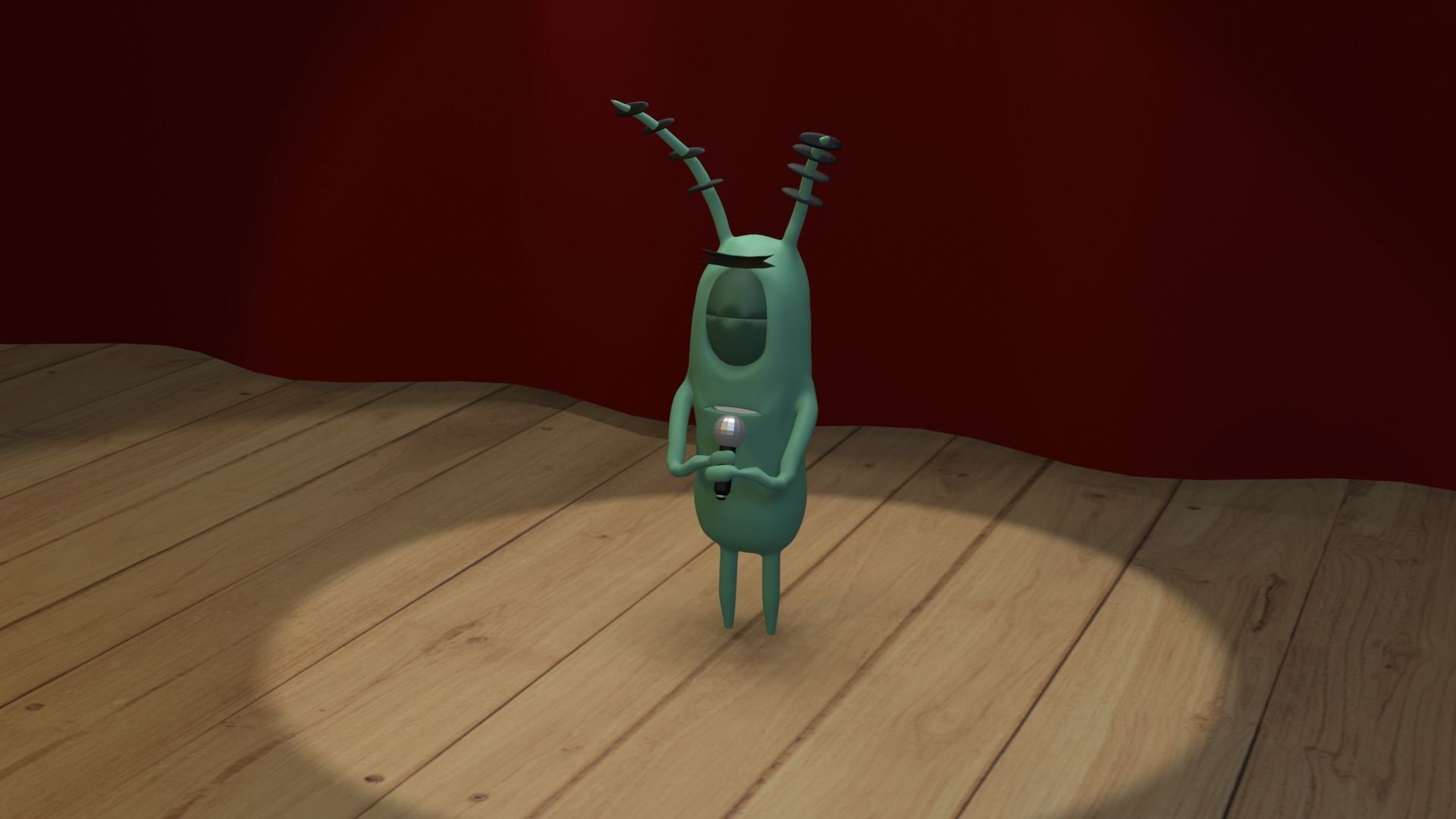 Singing Plankton Scene Low-poly 3D model_2