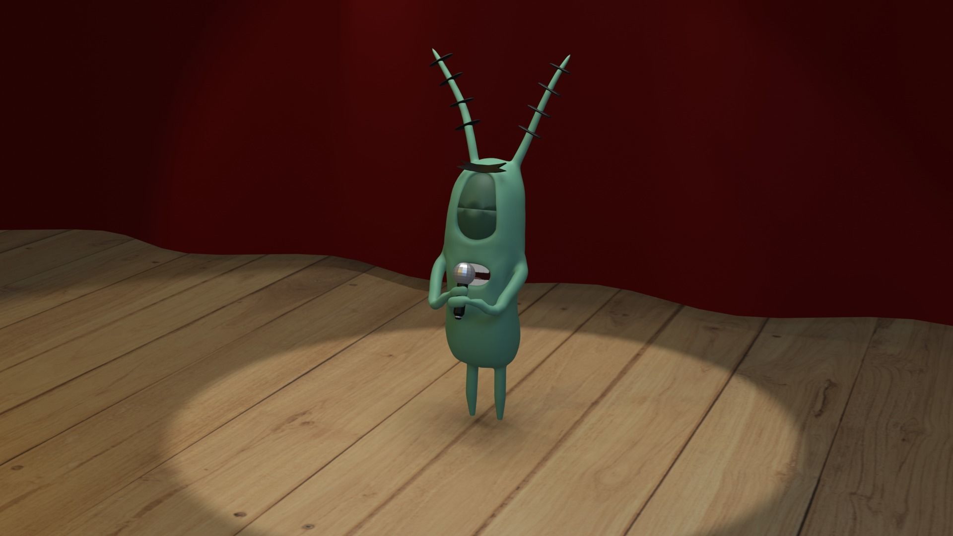 Singing Plankton Scene Low-poly 3D model_5
