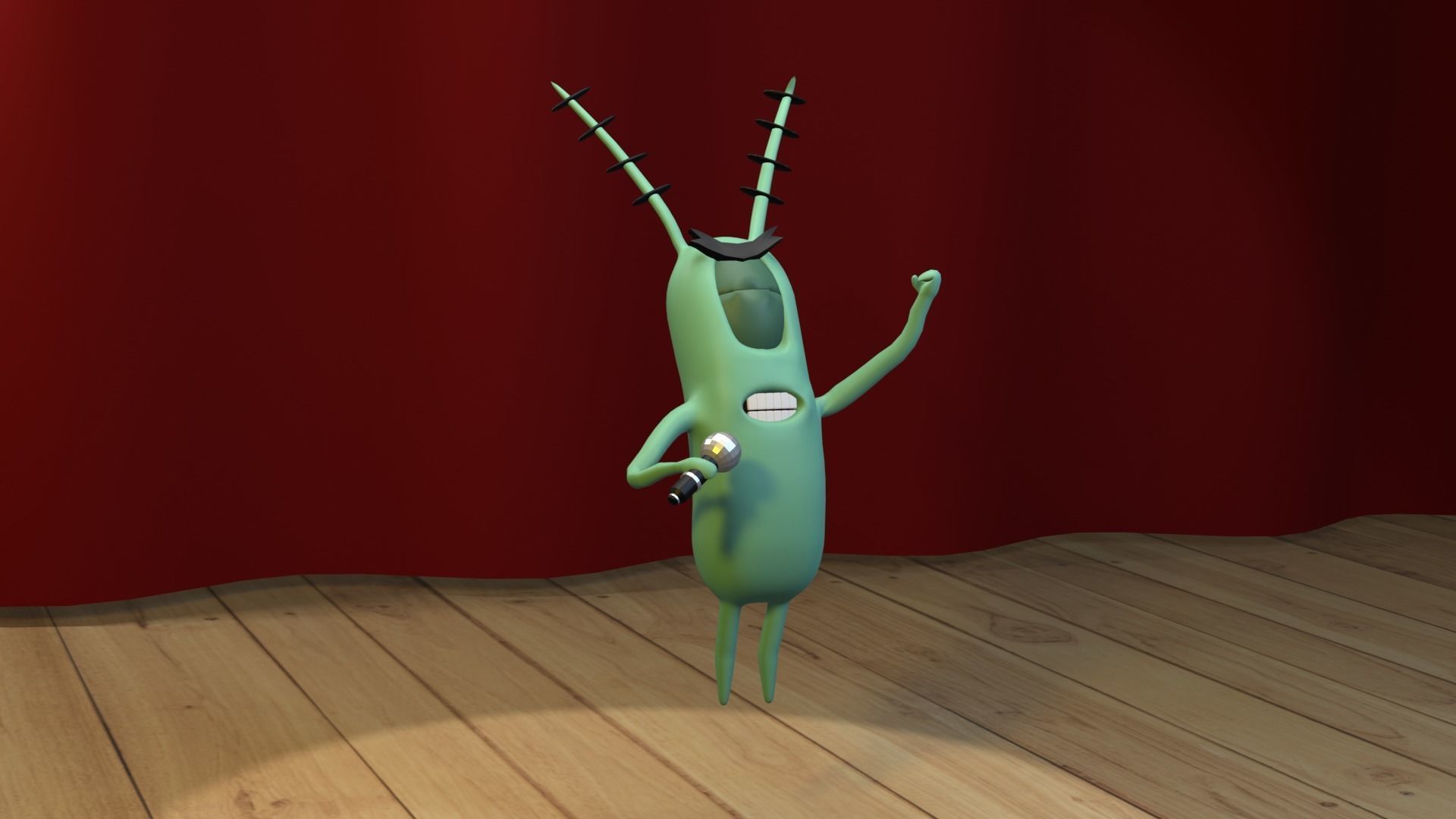Singing Plankton Scene Low-poly 3D model_3