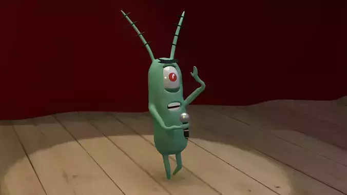 Singing Plankton Scene Low-poly 3D model