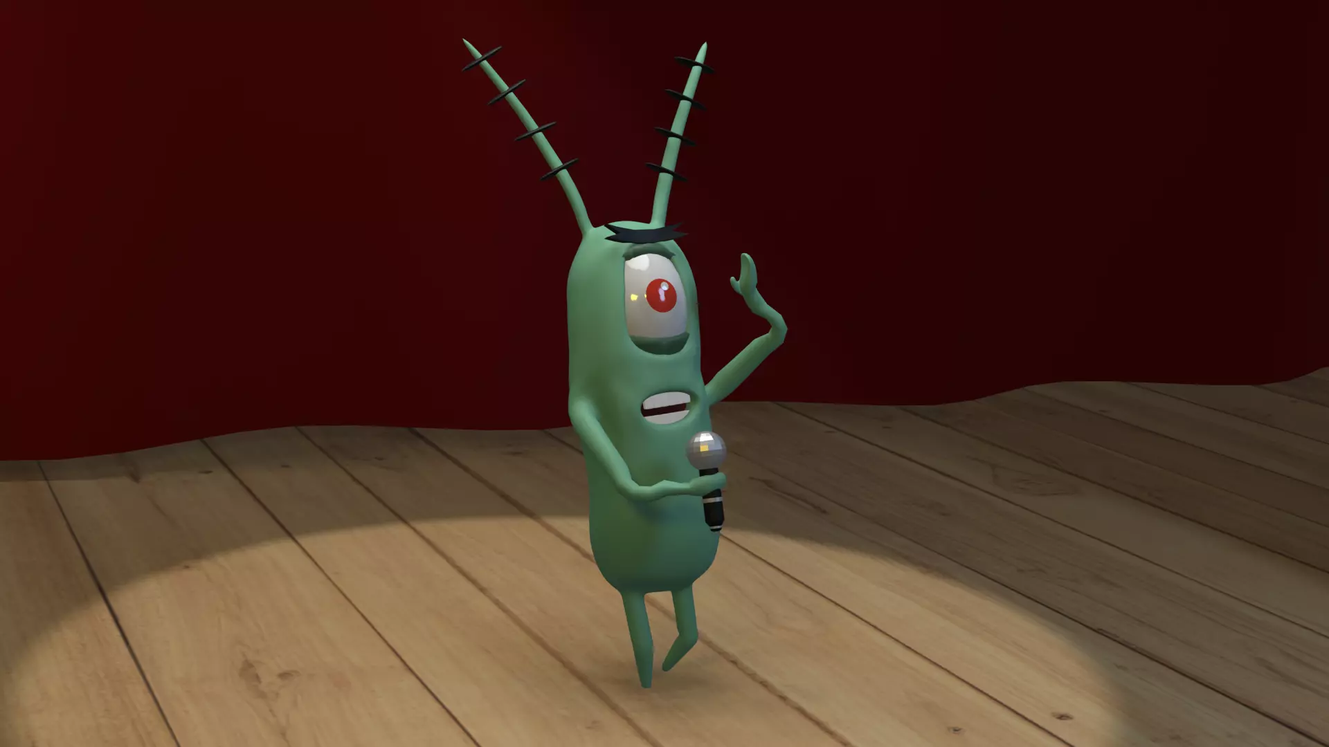 Singing Plankton Scene Low-poly 3D model_0