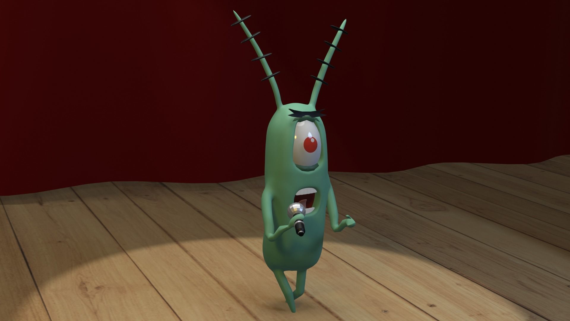 Singing Plankton Scene Low-poly 3D model_8