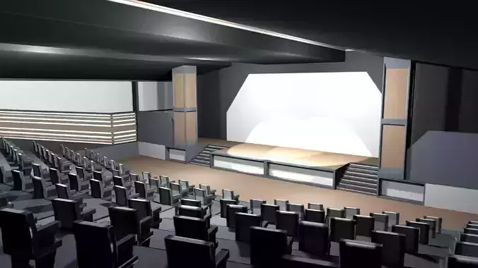 Lowpoly Classroom Auditorium with Stage Low-poly 3D model