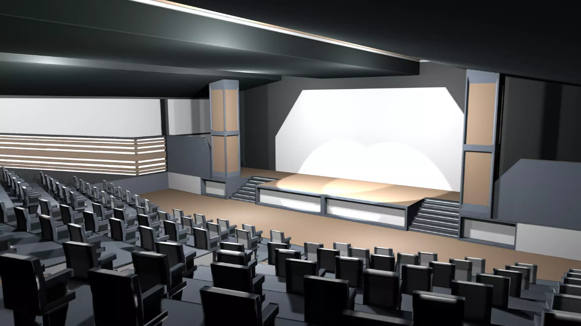 Lowpoly Classroom Auditorium with Stage Low-poly 3D model
