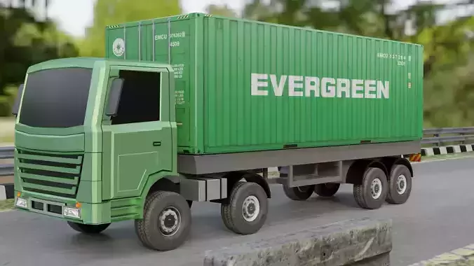 Lowpoly Truck Animated Low-poly 3D model