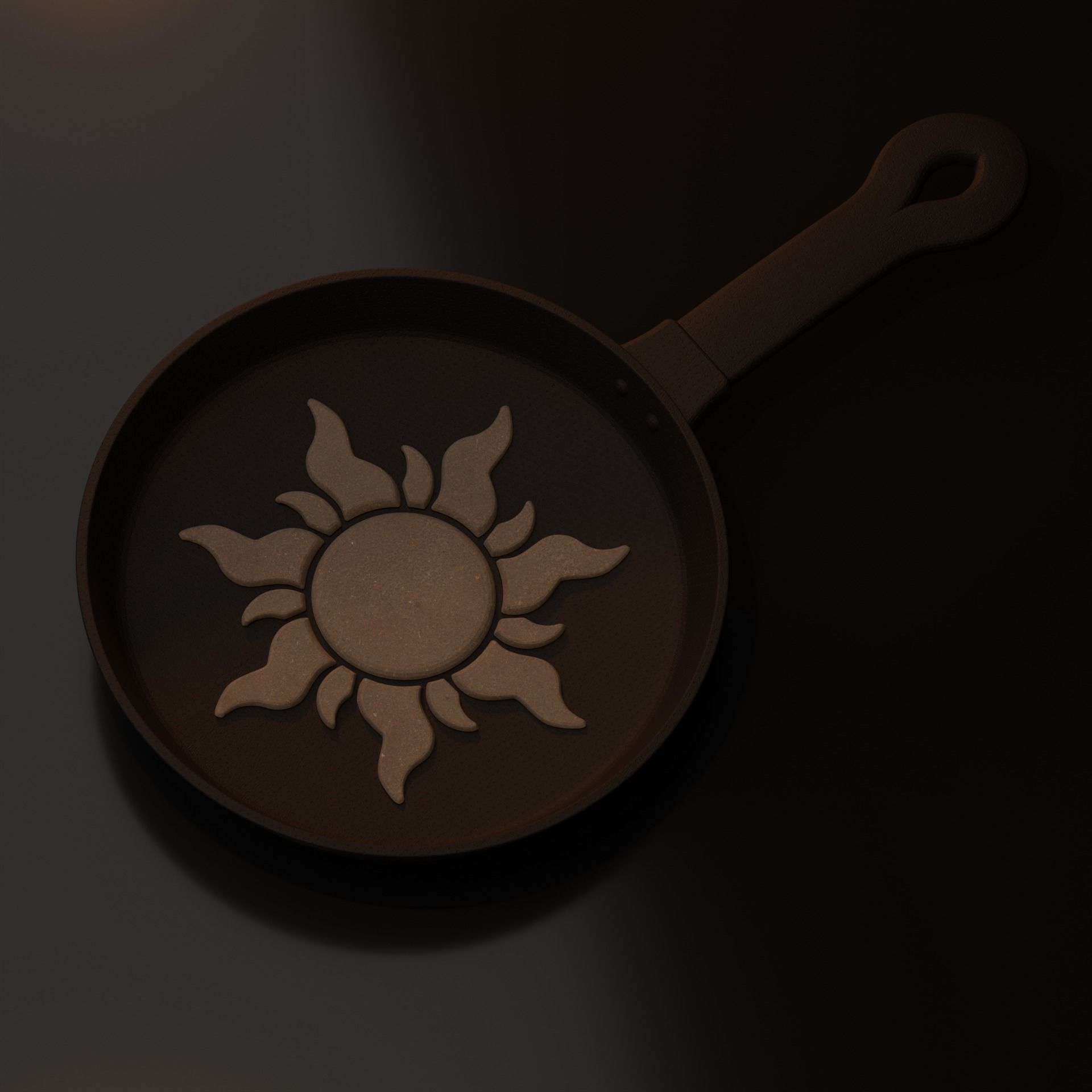Rapunzel cast iron frying pan 3D print model_12