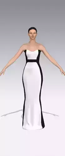 Black and white dress heart shape  neckline fish skirt