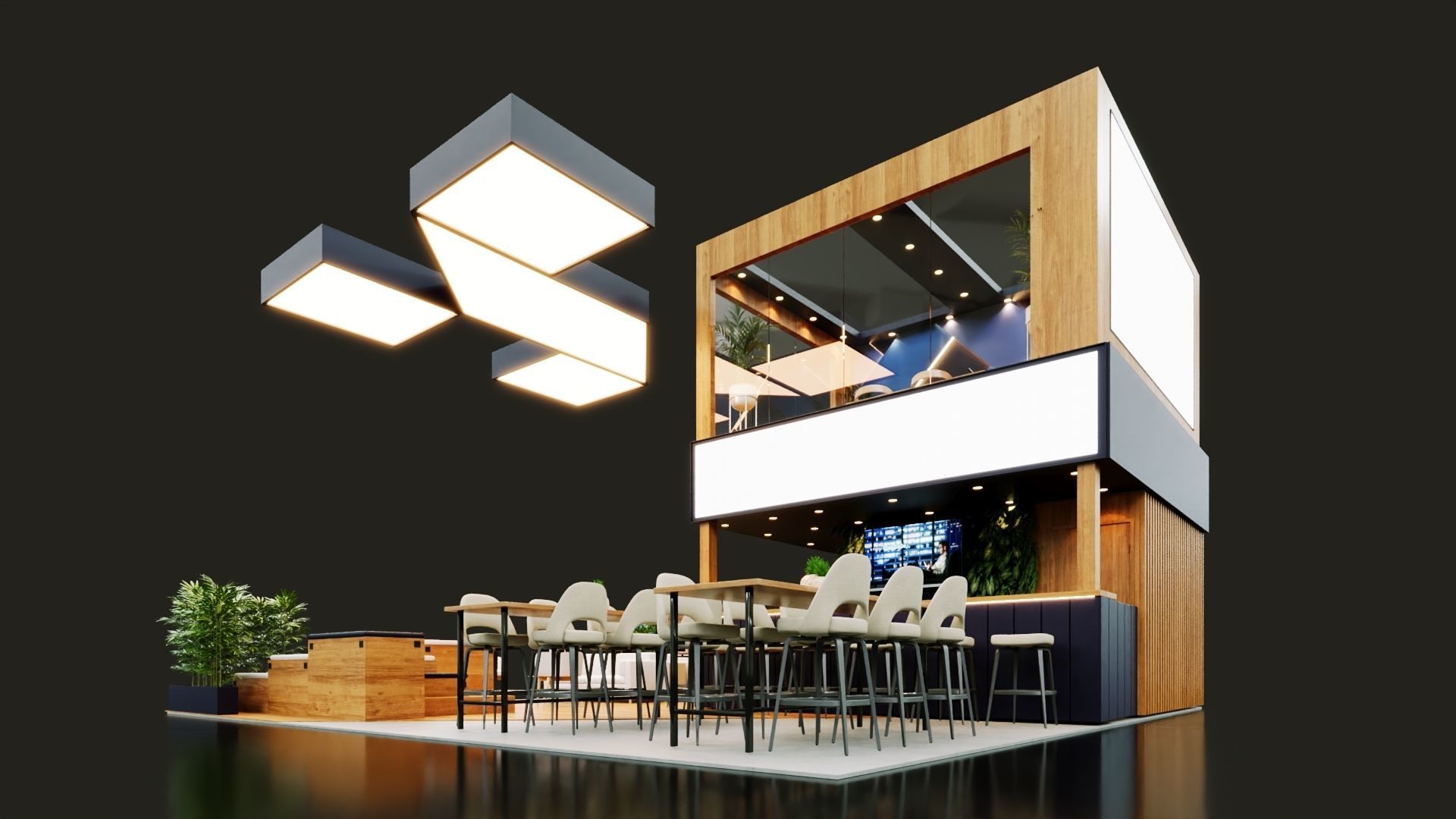 Exhibition Stand - 9m x 9m 3D model 3D model 3D model 3D model_3