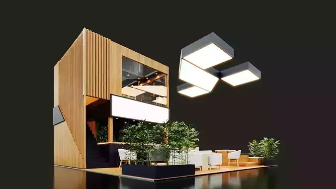 Exhibition Stand - 9m x 9m 3D model 3D model 3D model 3D model