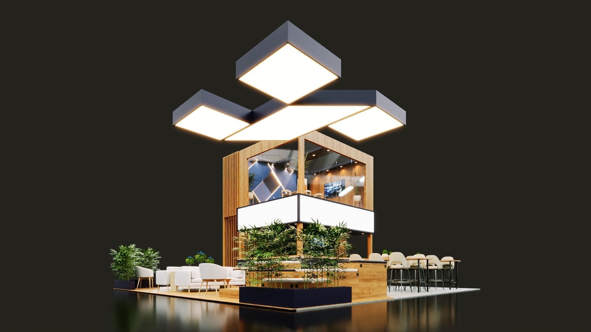 Exhibition Stand - 9m x 9m 3D model 3D model 3D model 3D model_2