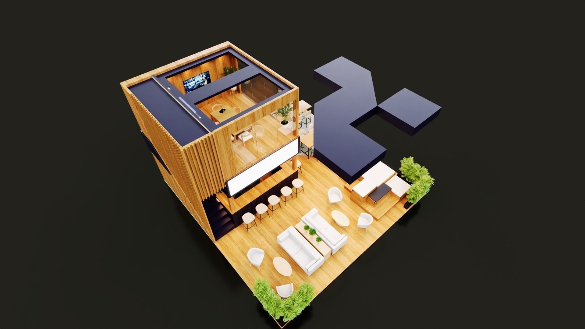 Exhibition Stand - 9m x 9m 3D model 3D model 3D model 3D model_11