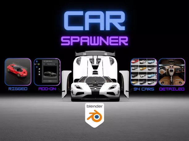 120 HQ Car Pack Add-On for Blender - Rigged and Ready 3D model_0