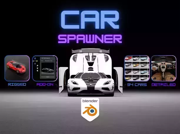 120 HQ Car Pack Add-On for Blender - Rigged and Ready 3D model