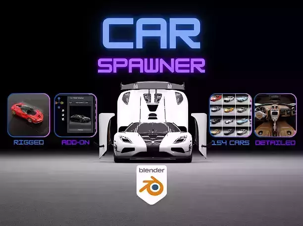 Ultimate 3D Car Model Pack 154 Vehicles Blender Add-on 3D model