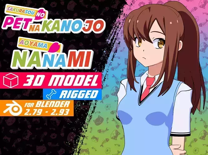 Aoyama Nanami - The Pet Girl of Sakurasou - 3D Model Blender Low-poly 3D model Aoyama Nanami - The Pet Girl of Sakurasou - 3D Model Blender Low-poly 3D model