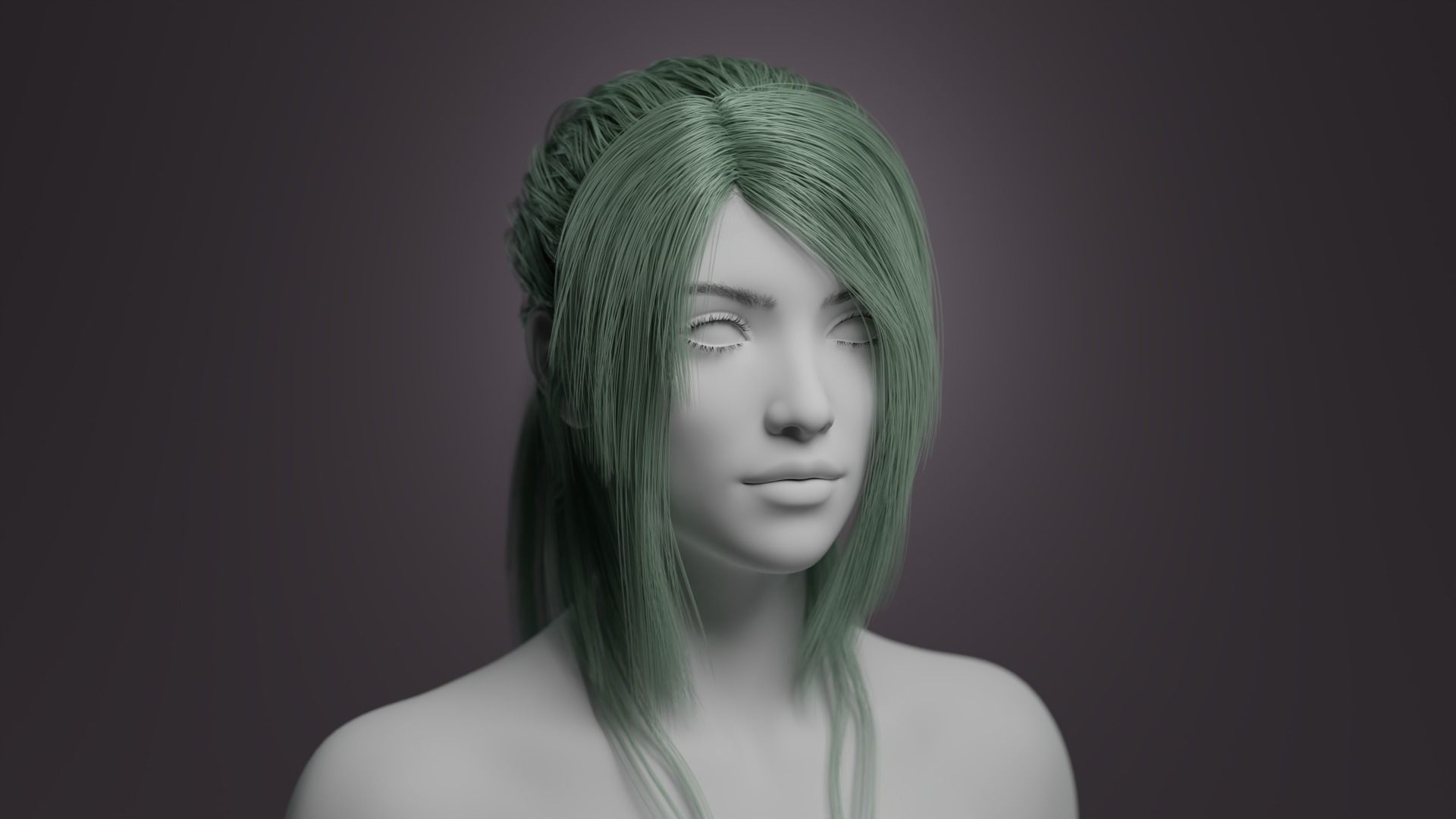 Ponytail 1 - Particle Hair 3D model_8