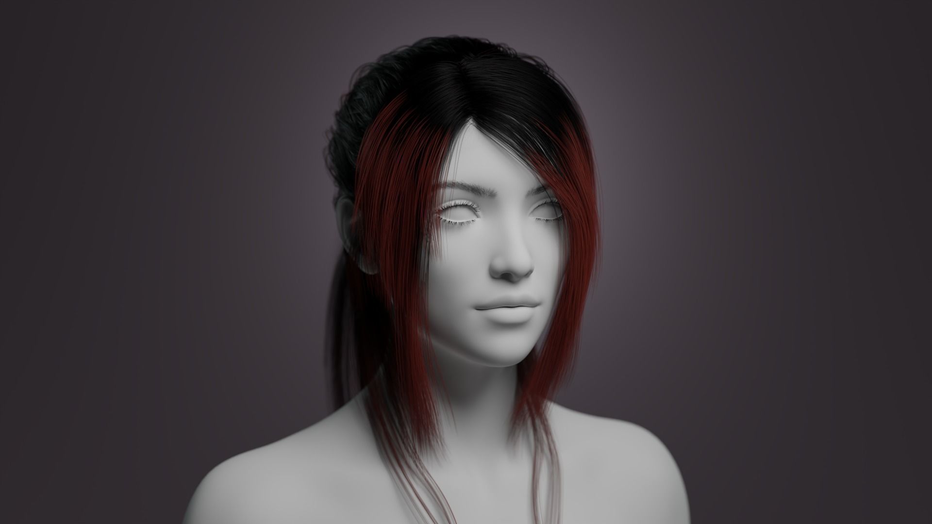 Ponytail 1 - Particle Hair 3D model_7