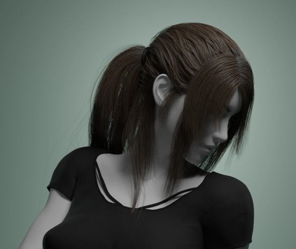 Ponytail 1 - Particle Hair 3D model_2