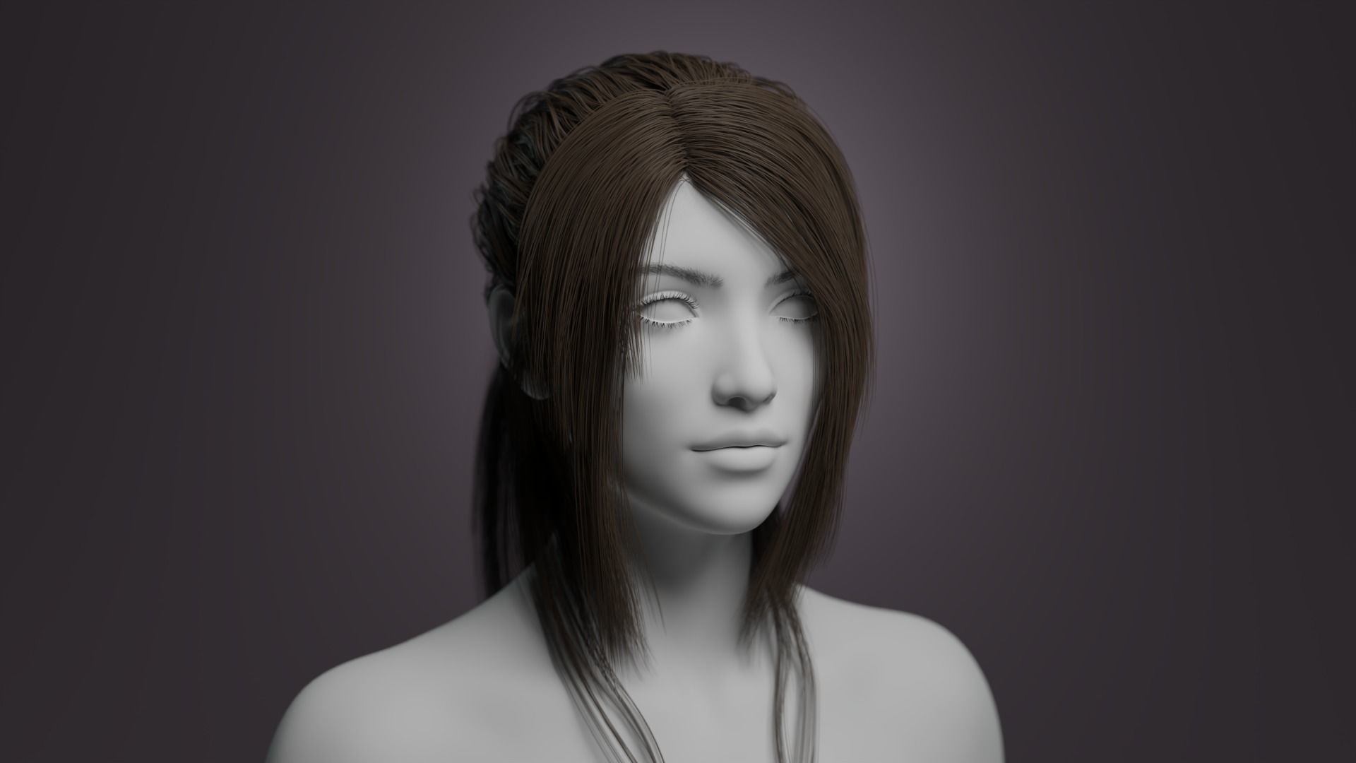 Ponytail 1 - Particle Hair 3D model_3