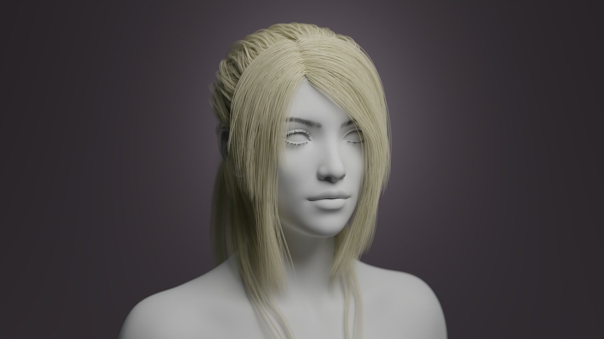 Ponytail 1 - Particle Hair 3D model_4