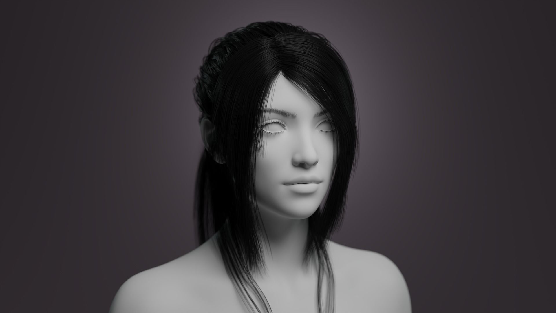 Ponytail 1 - Particle Hair 3D model_5