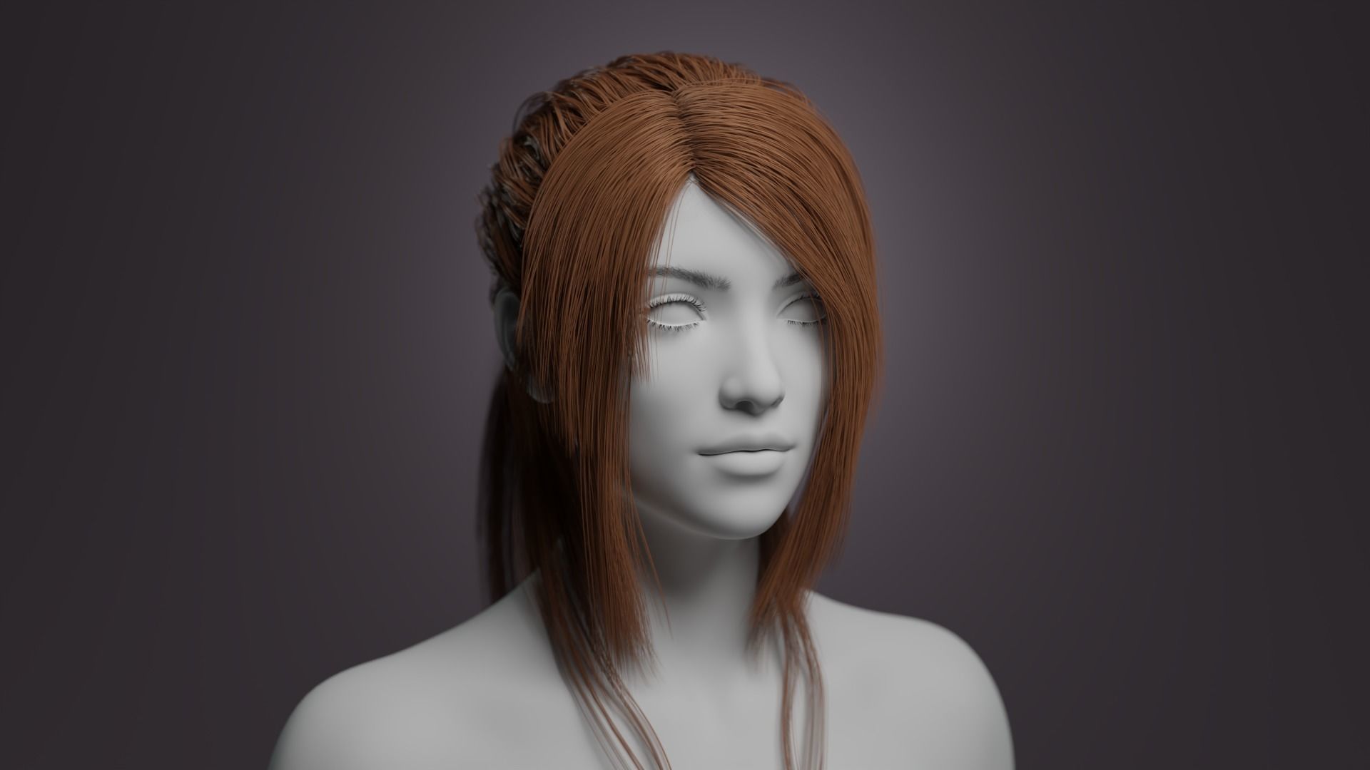 Ponytail 1 - Particle Hair 3D model_6