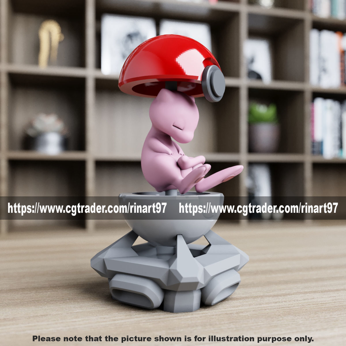 mew in the pokeball from pokemon 3D print model_2