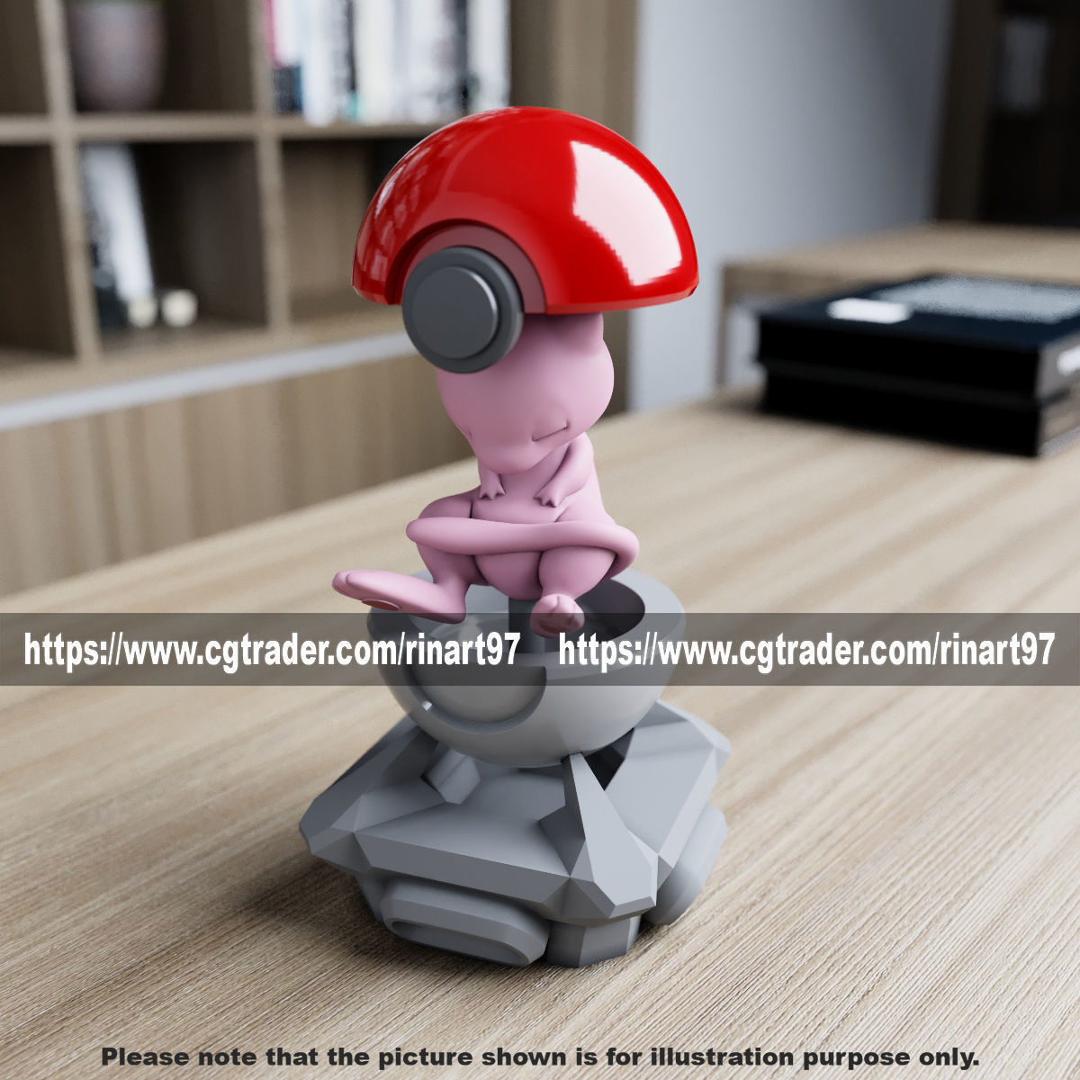 mew in the pokeball from pokemon 3D print model_12