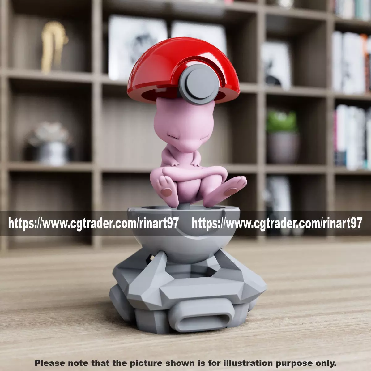 mew in the pokeball from pokemon 3D print model_0