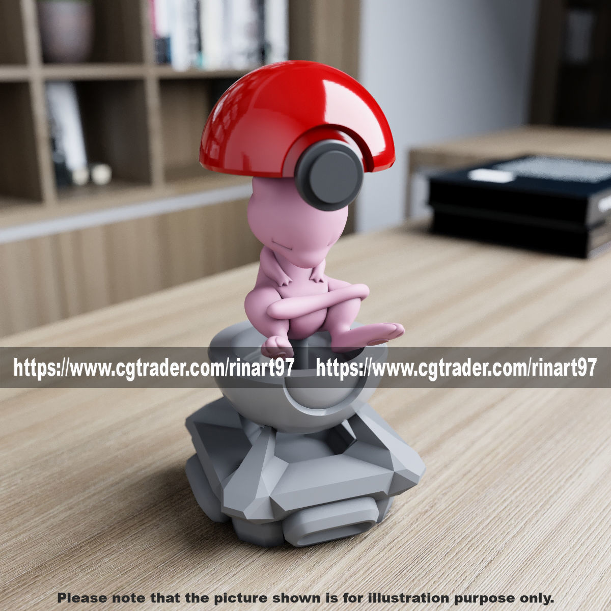 mew in the pokeball from pokemon 3D print model_10