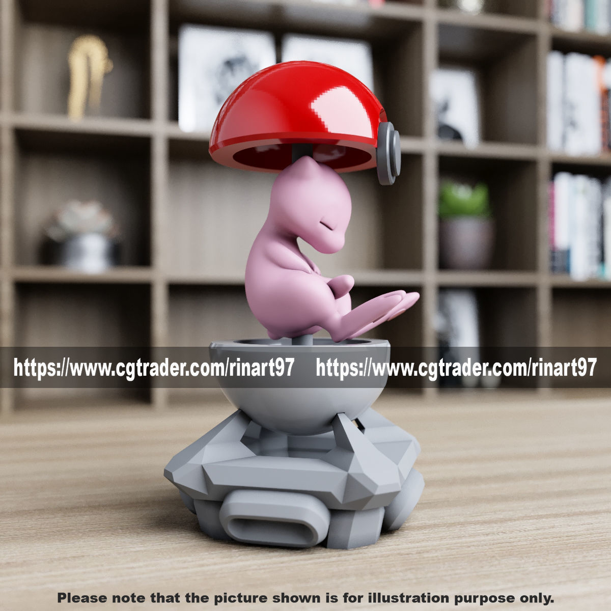 mew in the pokeball from pokemon 3D print model_3