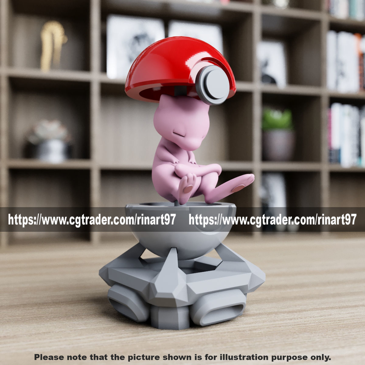 mew in the pokeball from pokemon 3D print model_1
