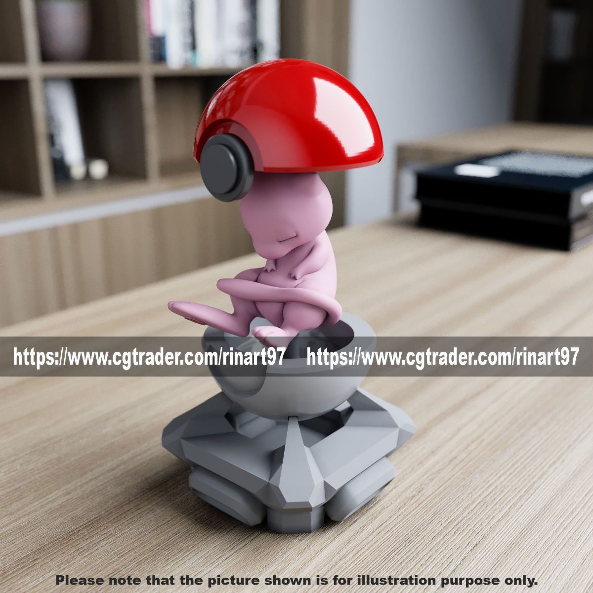 mew in the pokeball from pokemon 3D print model_13